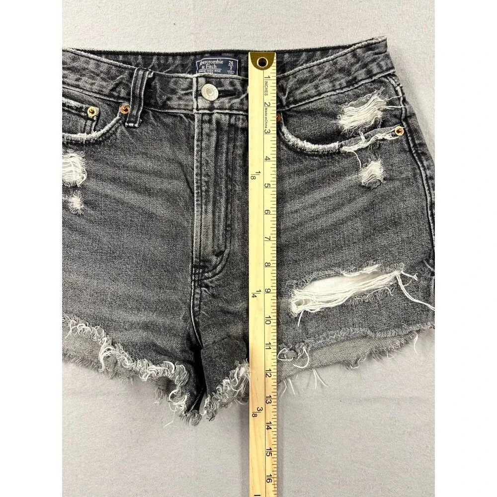 Abercrombie & Fitch Women’s Black Denim Annie High Rise Shorts 2/26